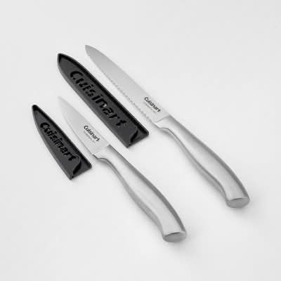 Cuisinart Classic Stainless Steel Utility Paring Knife Set With Blade Guards, Silver (4 ct)