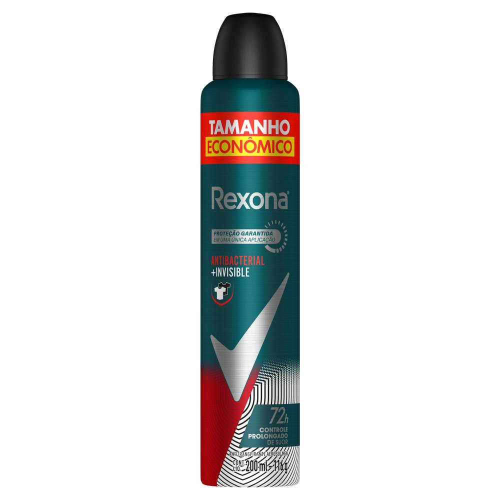 Rexona antitranspirante aerossol antibacterial invisible men (200 ml)