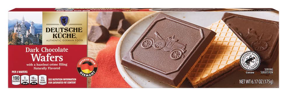 Deutsche Küche Flavored Wafers With a Hazelnut Crème Filling, Dark Chocolate (6.17 oz)