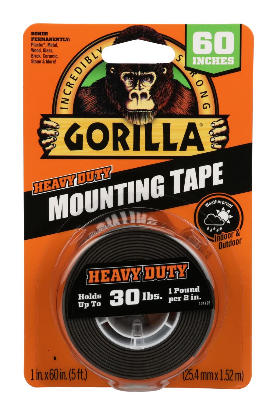 Gorilla 60 In. L X 1 In. W Double-Sided Mounting Tape