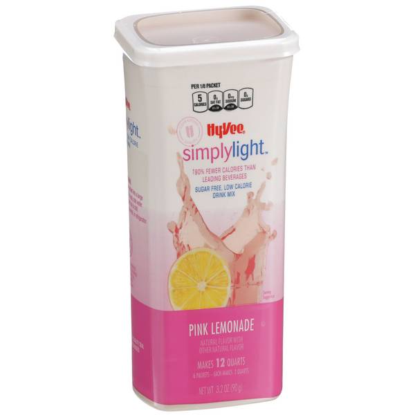 Hy-Vee SimplyLight Low Calorie Pink Lemonade Drink Mix 6Ct