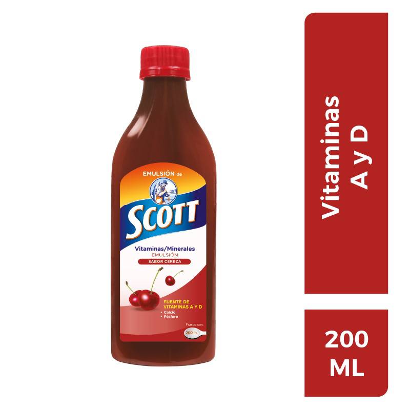 Emulsión de scott vitaminas emulsión sabor cereza (botella 200 ml)