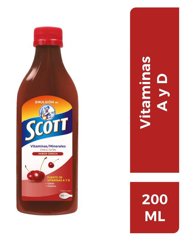 Scott · Emulsión de vitaminas y minerales, cereza (200 ml)