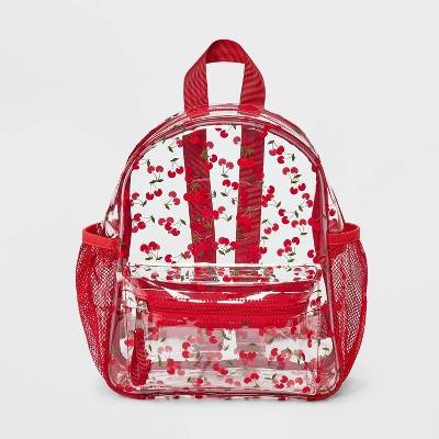Art Class Girls Red Cherries Mini Backpack, Clear
