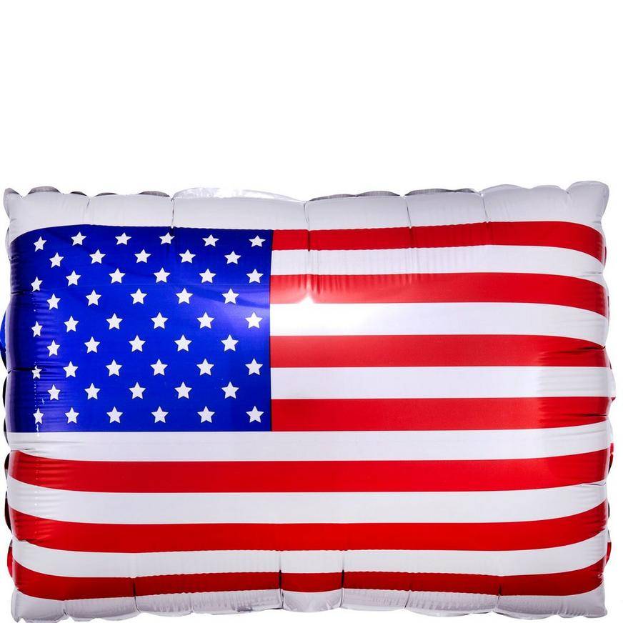 Uninflated American Flag Foil Balloon, 24in x 20in