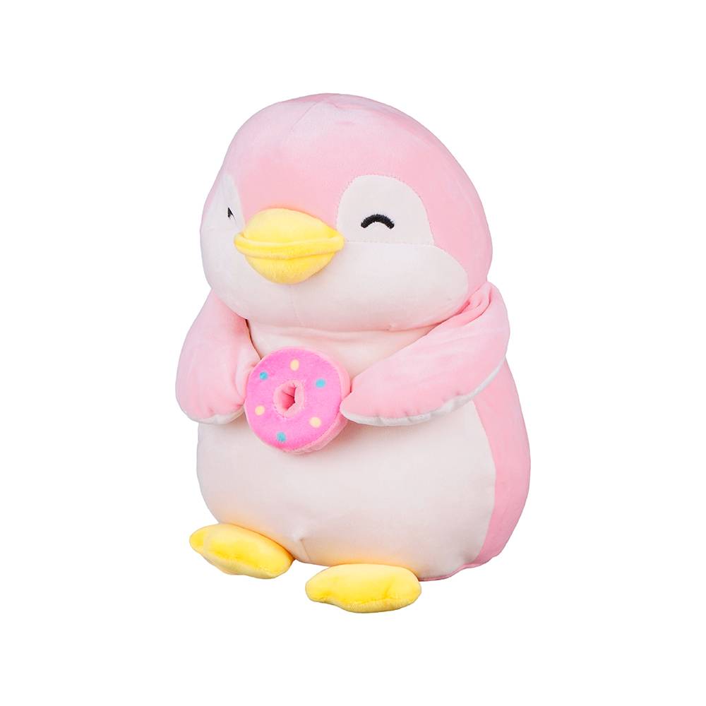 Miniso peluche pingüino con dona rosa (1 pieza)