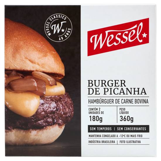 Wessel hambúrguer de picanha sem tempero (360 g)