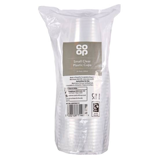 Co-Op 25 Small Clear Plastic Cups 200ml