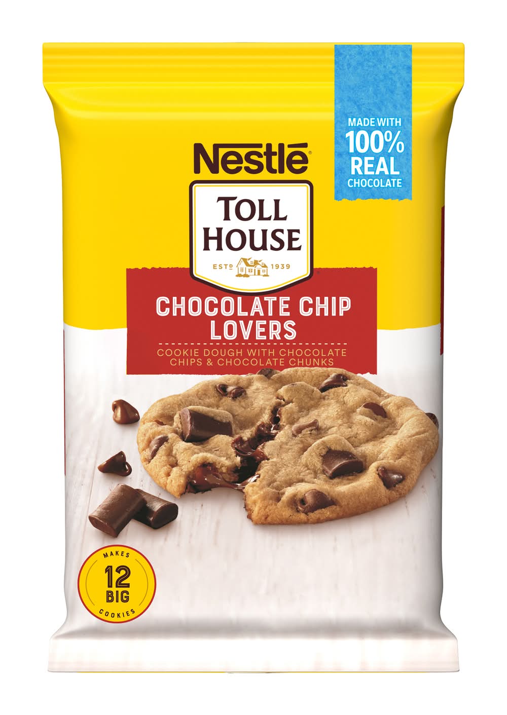 Toll House Cookie Dough, Chocolate Chip Lovers (16 oz, 12 ct)