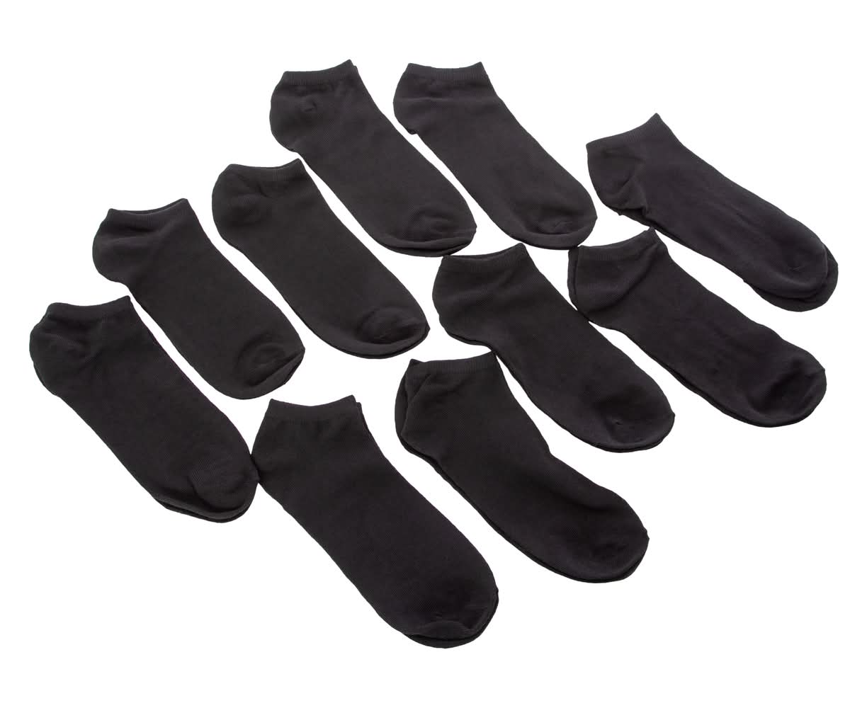 Five Below Men's Low-Cut Socks, 8-12, Black (10 ct)