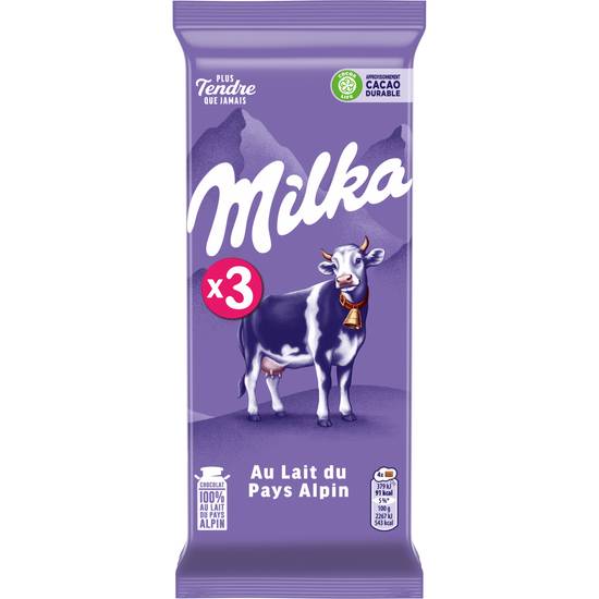 Milka - Chocolat au lait (3 pièces)