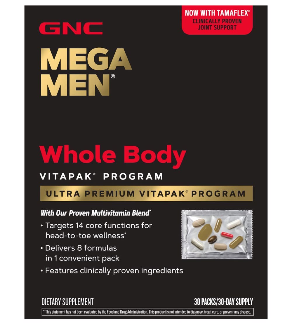 GNC Mega Men Whole Body Dietary Supplement Vitapak Supports Program packs (30 ct)