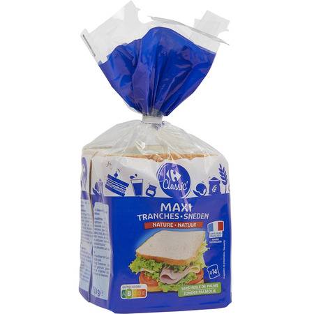 Carrefour Classic' - Pain de mie nature maxi tranches (550g)