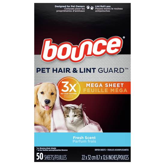 Bounce Pet Hair and Lint Guard Fresh Scent Mega Dryer Sheets (50 ct)