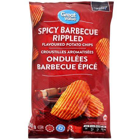Great Value Spicy Barbecue Rippled Potato Chips (200 g)