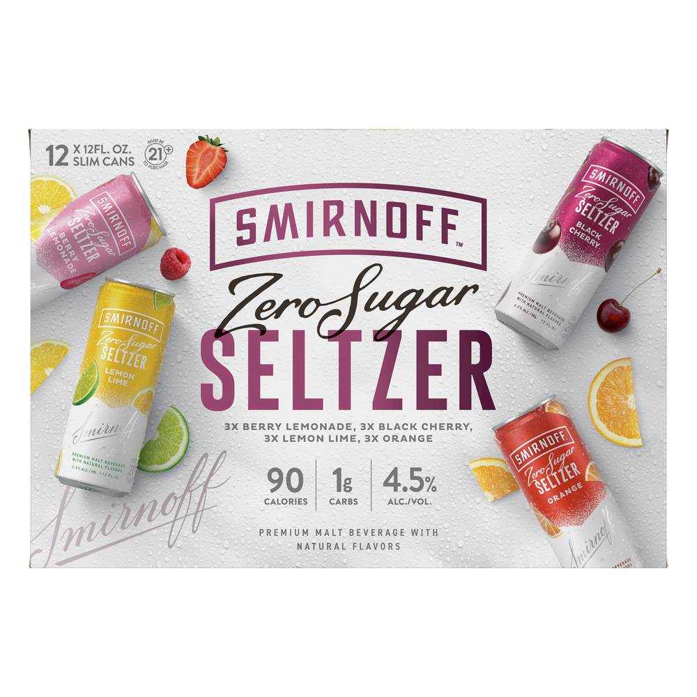 Smirnoff Zero Sugar Assorted Hard Seltzer (12 ct, 12 fl oz)