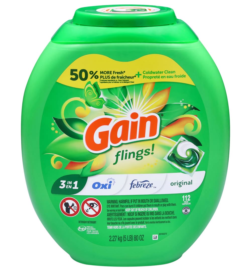 Gain Flings He Original Scent Liquid Laundry Detergent Pods (83 oz, 112 ct)