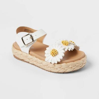 Kids' Makayla Daisy Platform Sandals - art class™ White 13: Adjustable Buckle, Open Toe, Textured Outsole