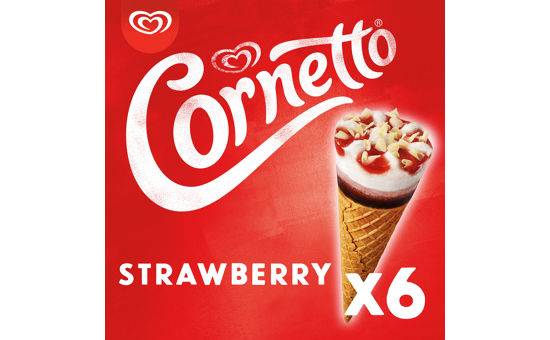 Cornetto 6 Strawberry Ice Cream Cones 540ML