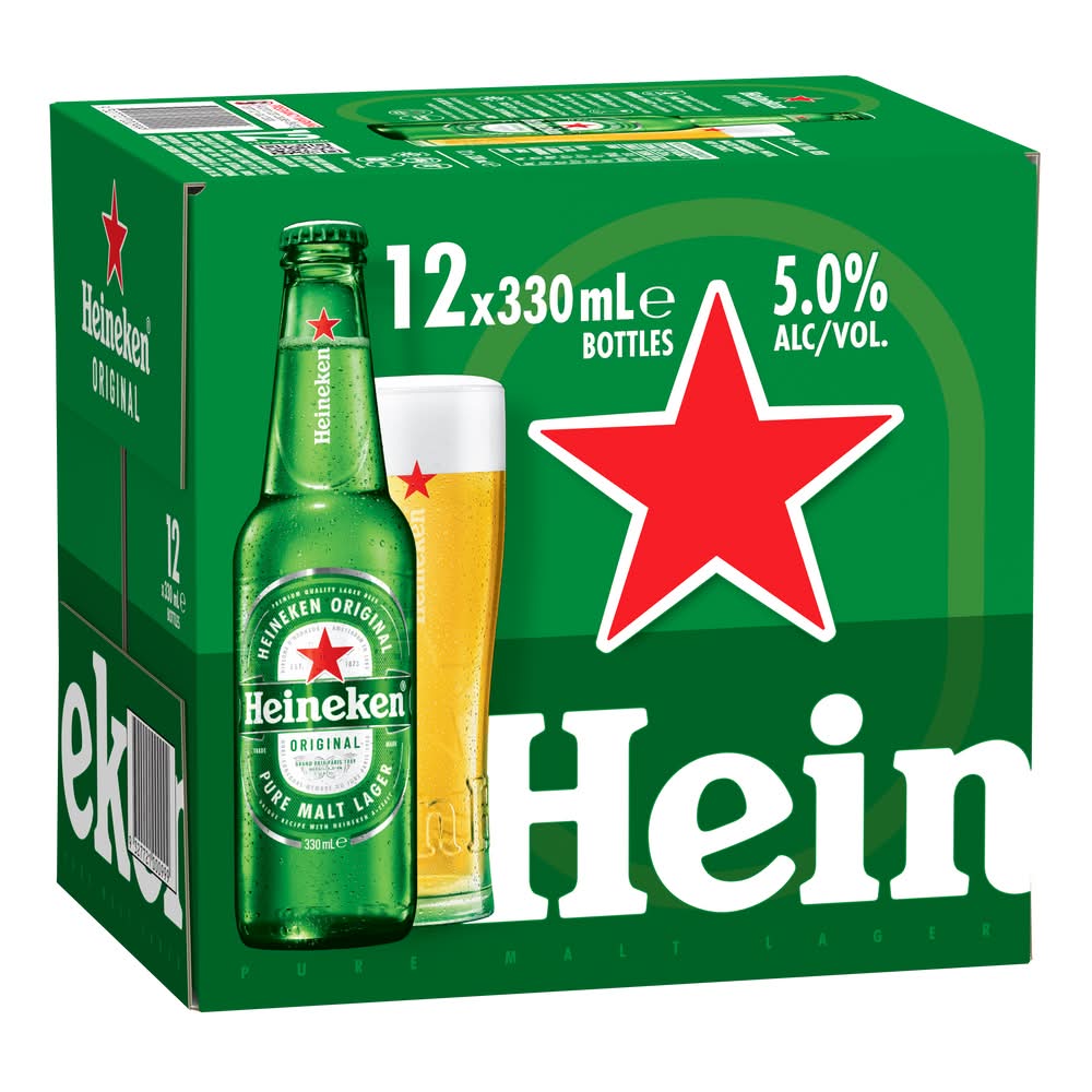 Heineken Original Pure Malt Lager Beers (12 x 330mL)