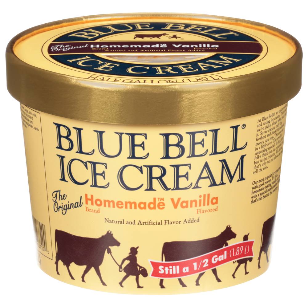 Blue Bell Ice Cream, Homemade Vanilla (0.5 gal)