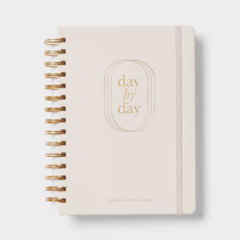 up&up Designworks Ink Undated Twin Wire Leatherette Planner, Pink
