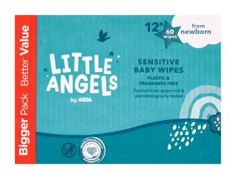 Little Angels by ASDA Newborn Sensitive Baby Wipes (12 x 720 pack)