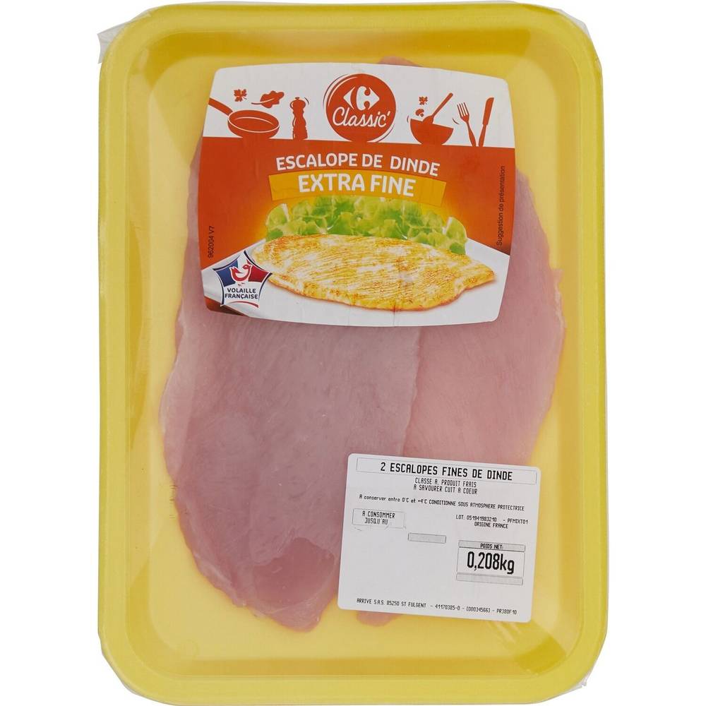 Carrefour Classic' - Escalope de dinde extra fine (208g)