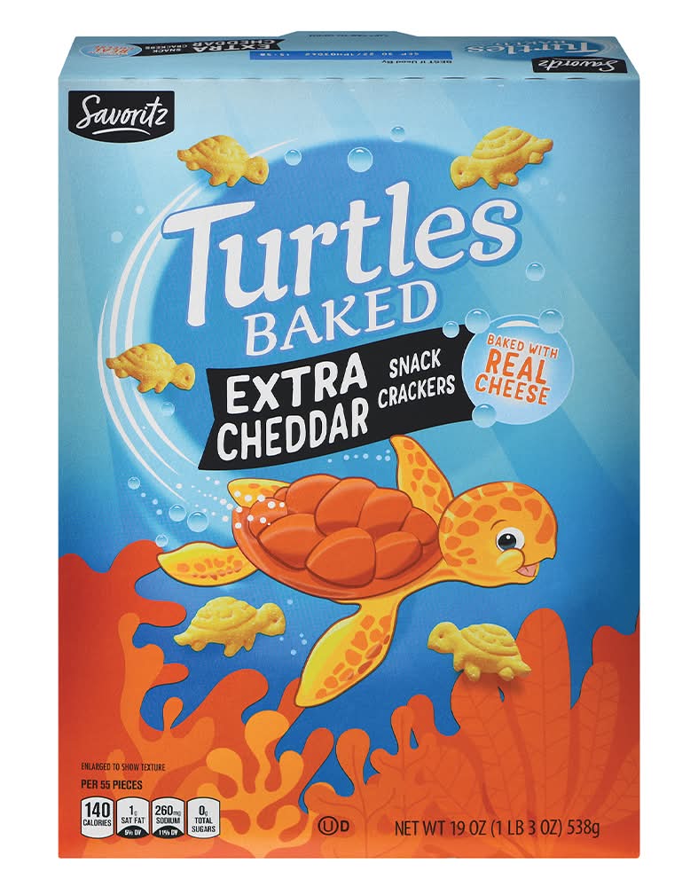Savoritz Turtles Baked Snack Crackers, Extra Cheddar (19 oz)