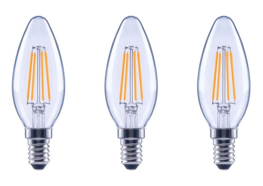 Ecosmart 100-Watt Equivalent 3000K Bright White B11 Dimmable Clear Glass E12 Candelabra Base Led Light Bulb 3-Pack