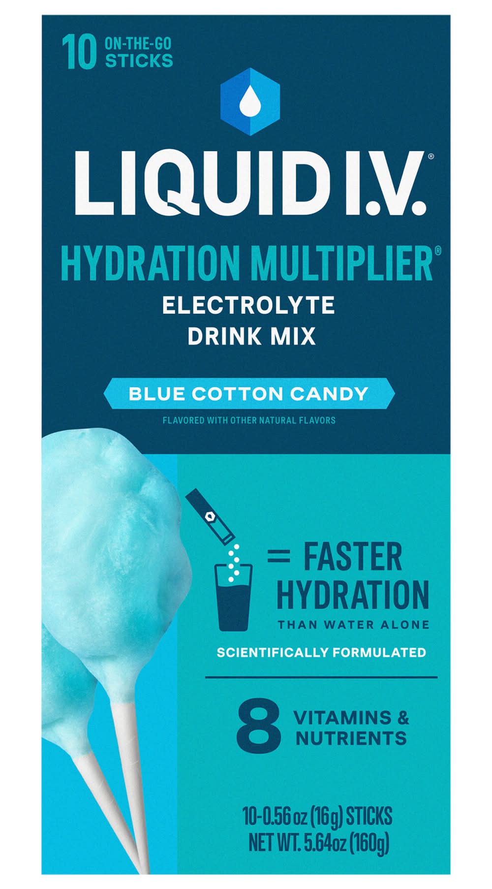 Liquid I.V. Hydration Powder Electrolyte Drink Mix, Cotton Candy (10 x 0.56 oz)