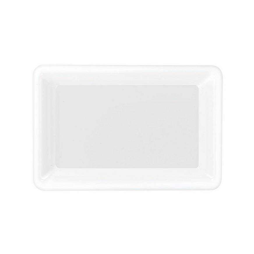 Medium White Plastic Rectangular Platter, 9.25in x 14.25in