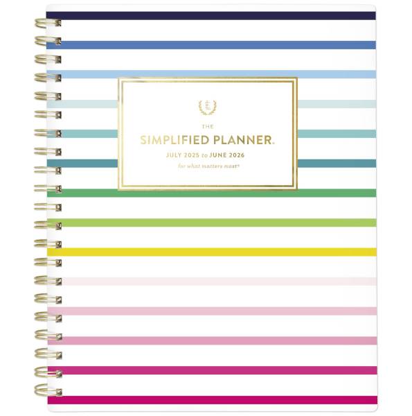 Simplified by Emily Ley for AT-A-GLANCE® Academic 2025-2026 Weekly Monthly Planner, Happy Stripe, Large, 8 1/2" x 11"