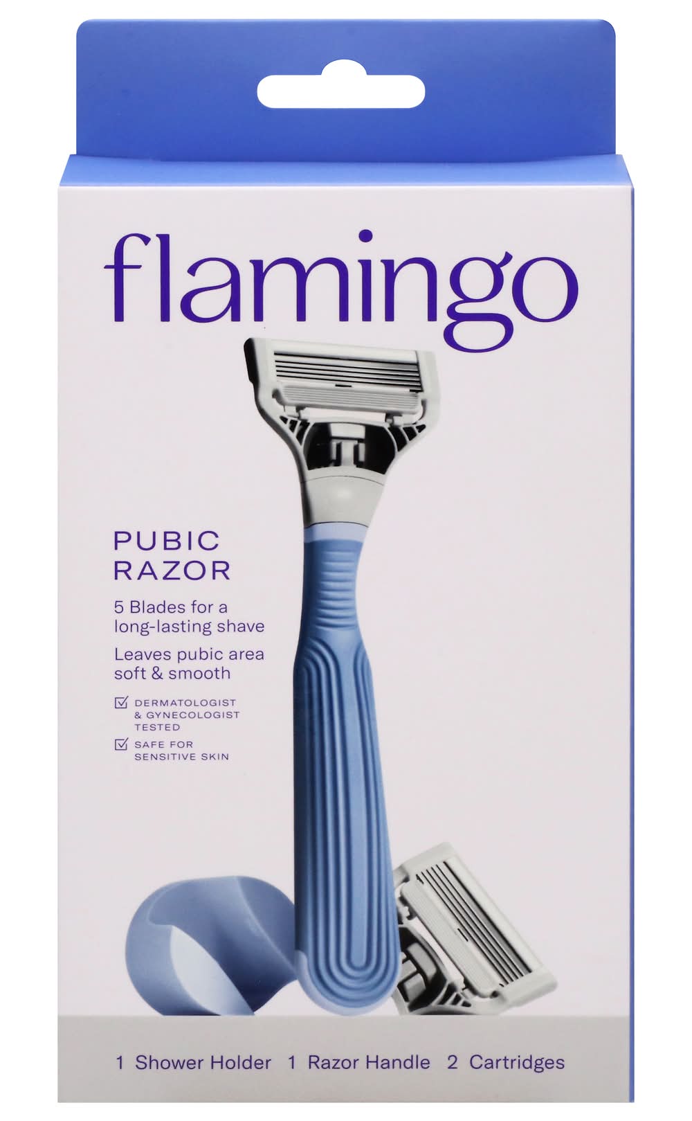 Flamingo 5 Blade Pubic Razor + 2 Razor Blade Refills