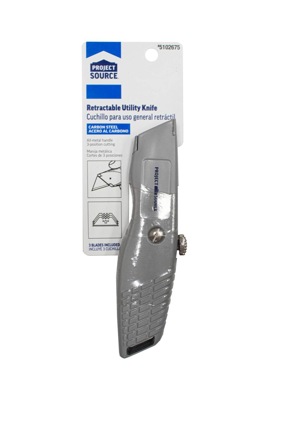 Project Source 18Mm 3-Blade Retractable Utility Knife with On Tool Blade Storage | SLK-PS