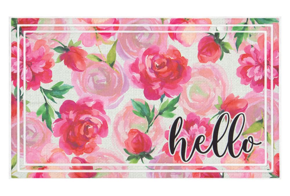 KIRKTON HOUSE Hello Floral Deluxe Summer Mat, 18" X 30"