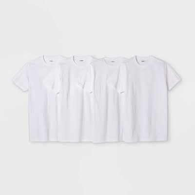 Goodfellow & Co. Short Sleeve Crew Neck T-Shirts, L, White (4 ct)