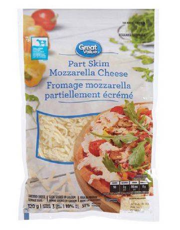 Great Value Part Skim Mozzarella Shredded Cheese (320 g)