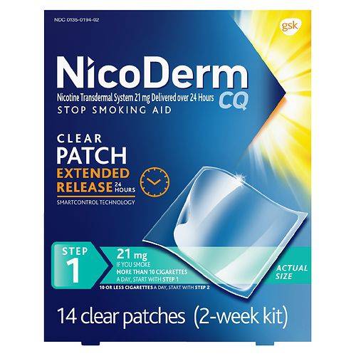 NicoDerm CQ Nicotine Patches To Stop Smoking 21mg - 14.0 ea