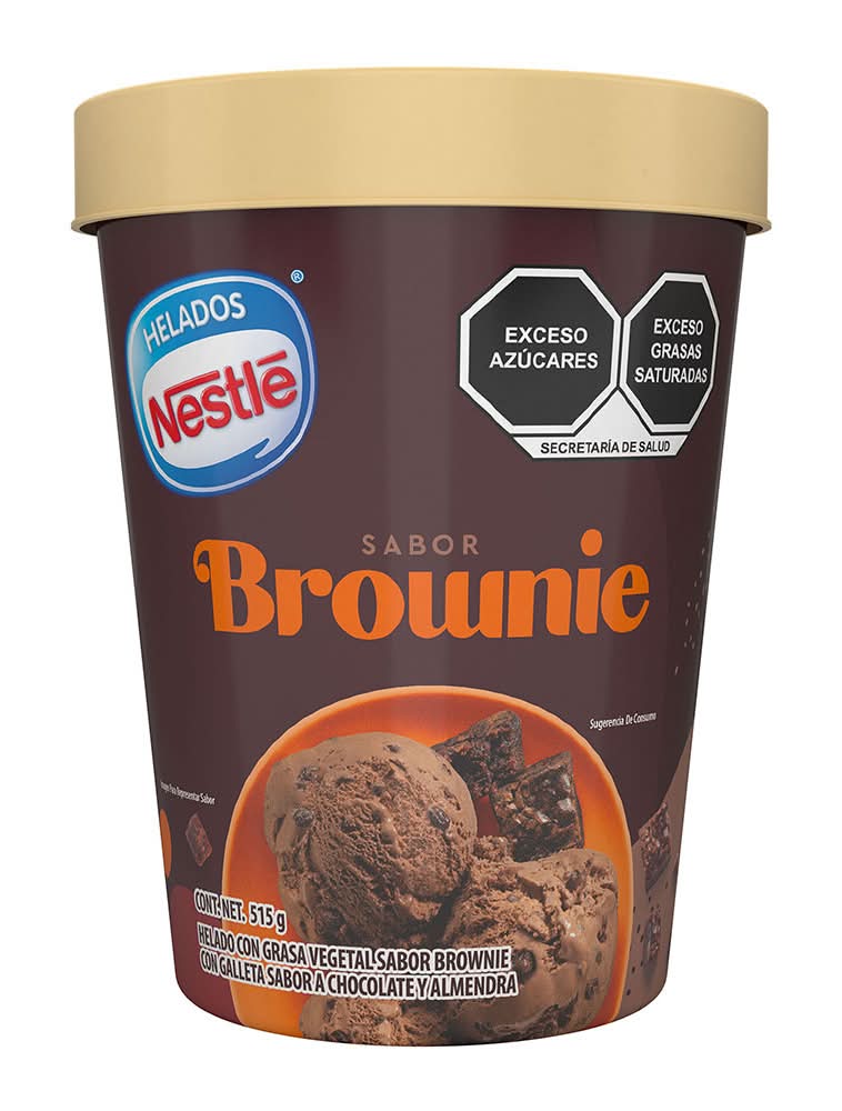 Helados Nestlé · Helado con grasa vegetal y galleta de chocolate, brownie (515 g)