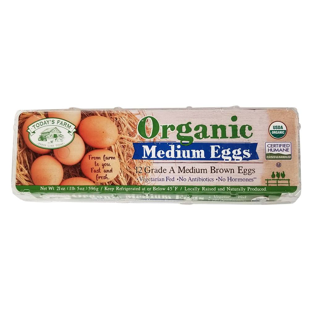 Today's Farm Organic Brown Eggs, Medium (1.75 oz, 12 ct)