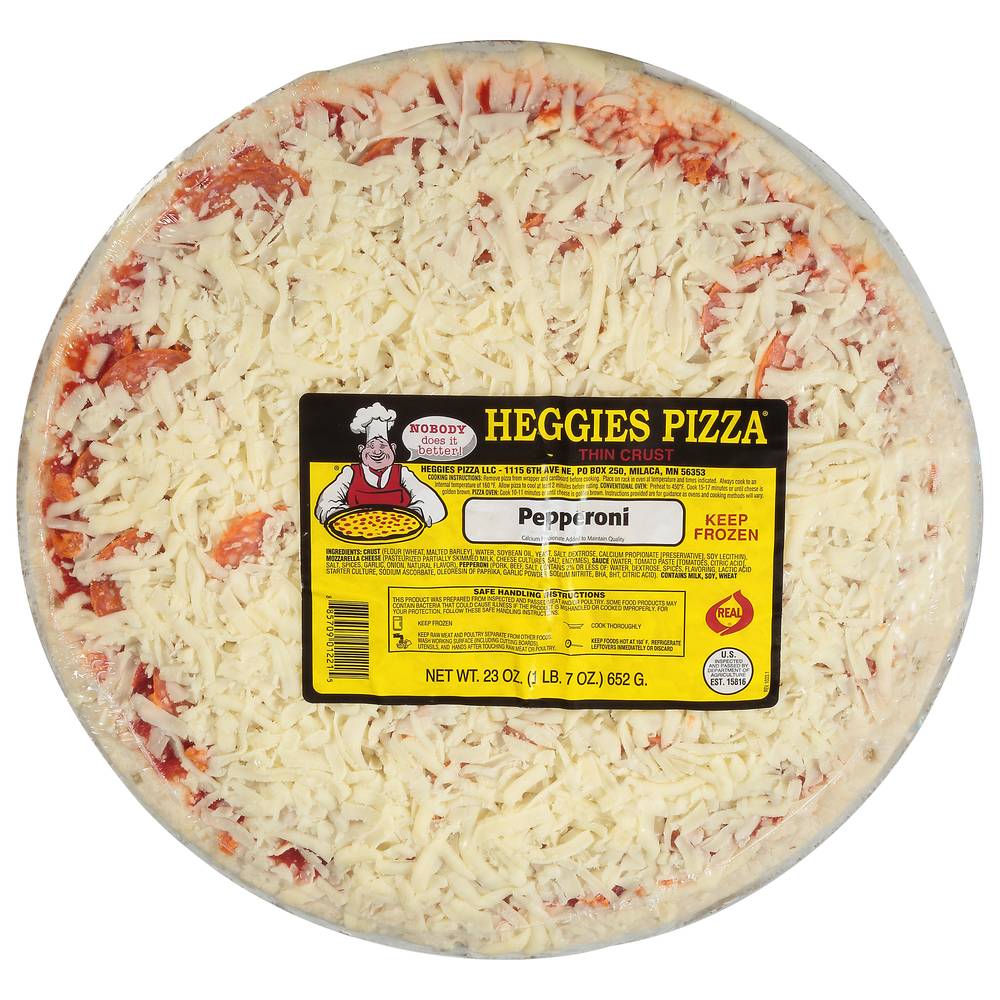 Heggies Pizza Thin Crust Pepperoni Pizza (1.44 lbs)