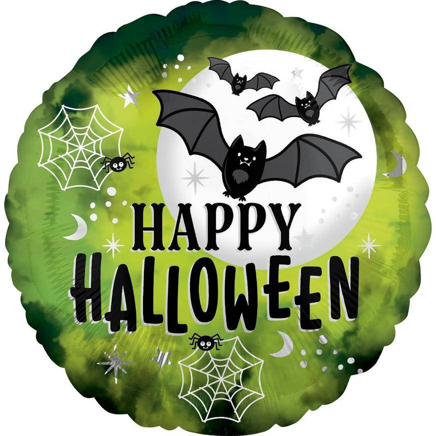 Uninflated Batty Glow Happy Halloween Foil Balloon, 17in