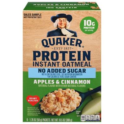 Quaker Protein No Sugar Apple Cinnamon Instant Oatmeal 6 Count 1.76 Ounce