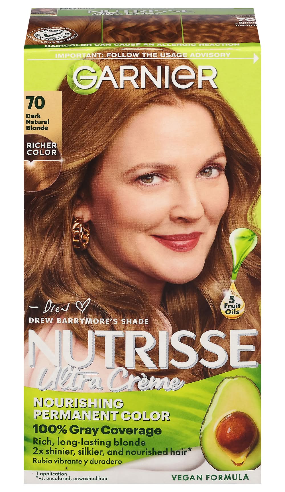 Garnier Ultra Crème Permanent Haircolor, 70 Dark Natural Blonde (8 oz)