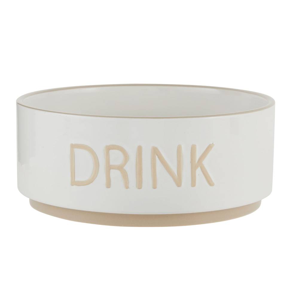 Top Paw Embossed Ceramic Dog Bowl (white)