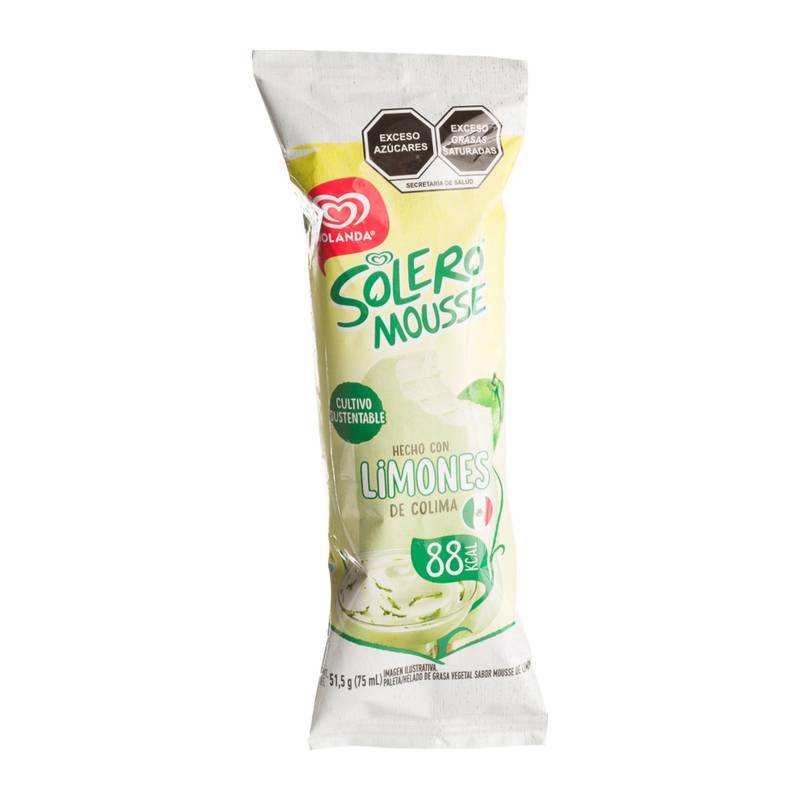 Holanda paleta helada solero mousse sabor limón (bolsa 75 ml)