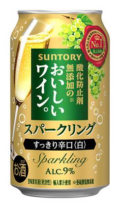 401751：サントリー 酸化防止剤無添加のおいしいスパークリングワイン白泡 350ML缶 / Suntory No Additive Sparkling Wine White Foam (350ml)