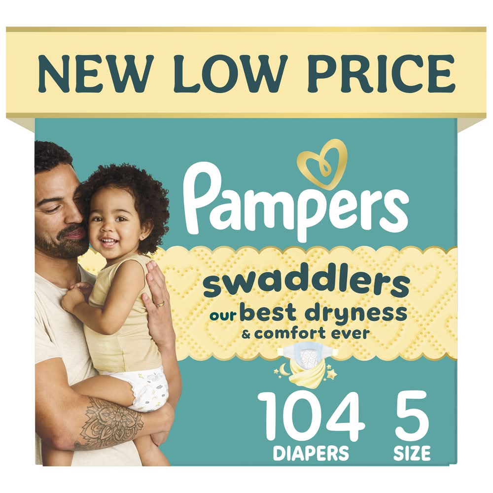 Pampers Swaddlers Soft & Absorbent Baby Diapers, 5 (104 ct)
