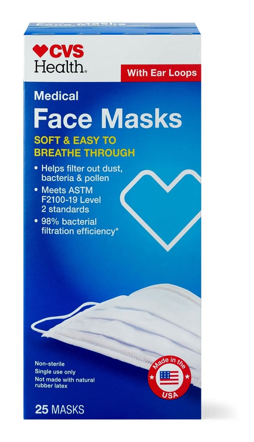 CVS Health Medical Face Masks With Ear Loops (25 ct)
